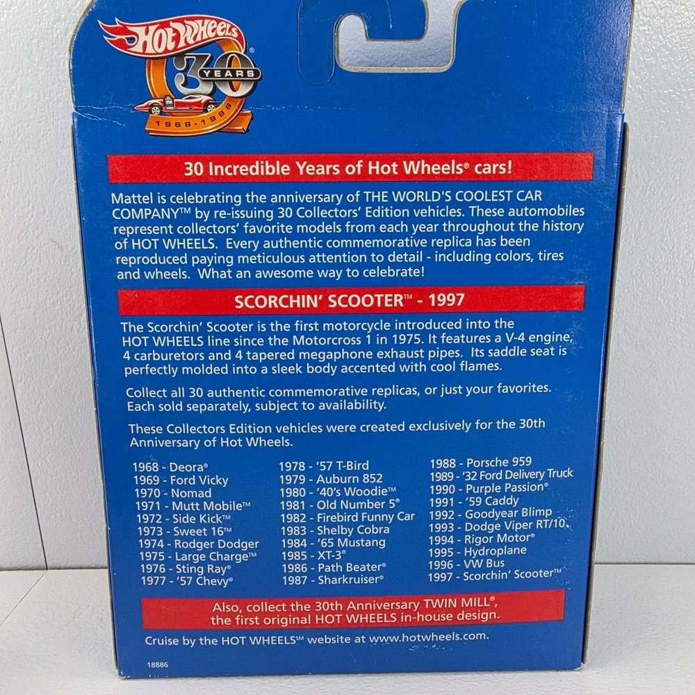 Hot Wheels 1997 First Editions Scorchin Scooter Motorcycle 9 of 12 Cars‎